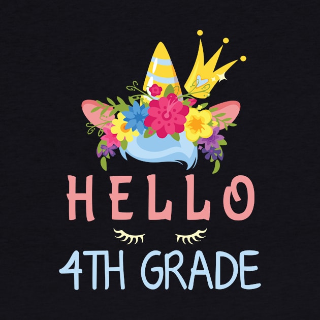 Flowers Unicorn Student Hello 4th Grade Class Back To School by bakhanh123